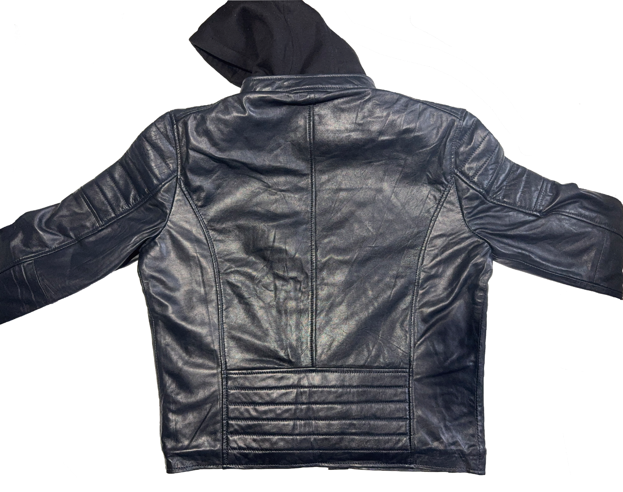 Hooded Quilted Moto Leather Jacket