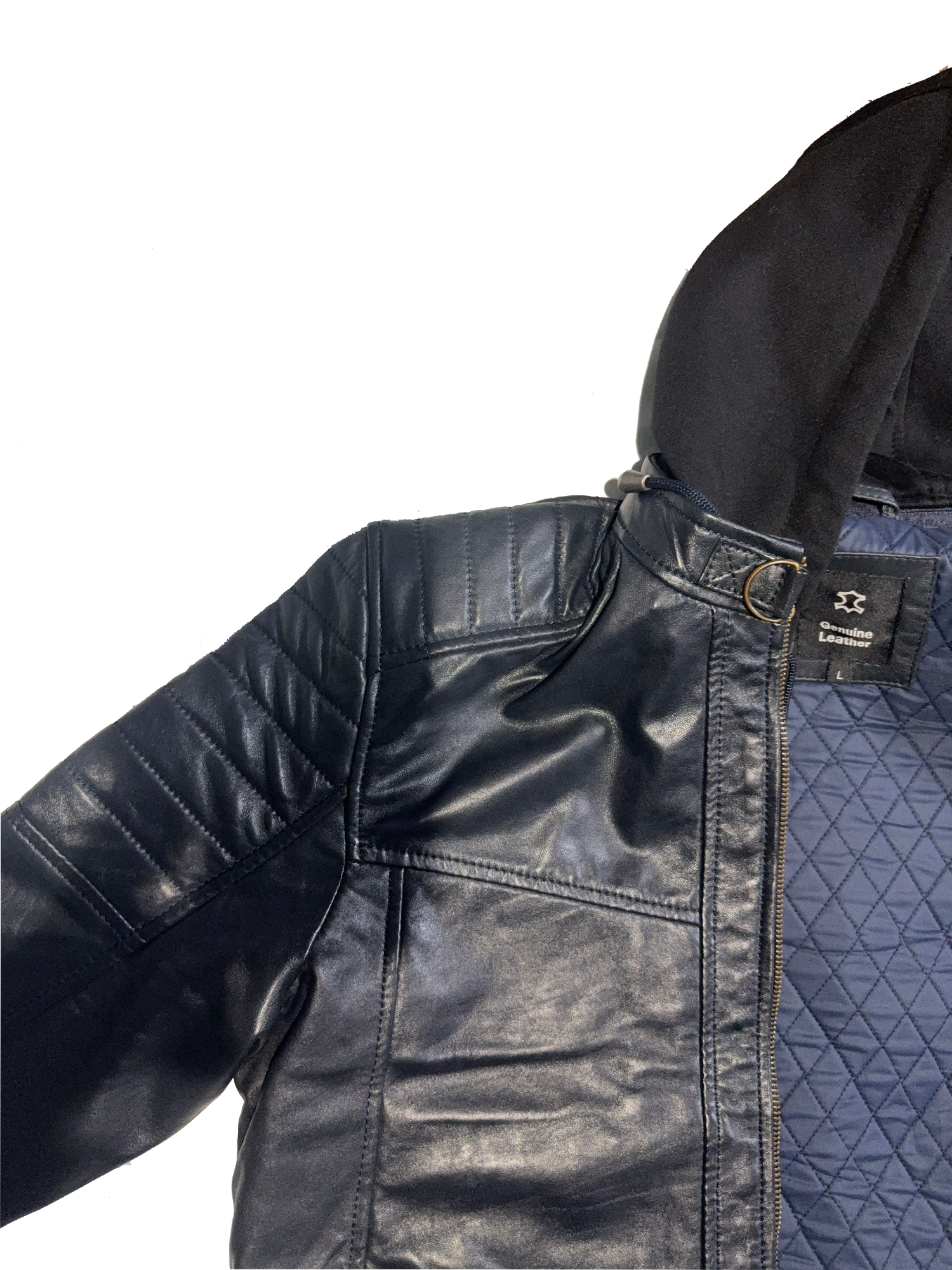 Hooded Quilted Moto Leather Jacket