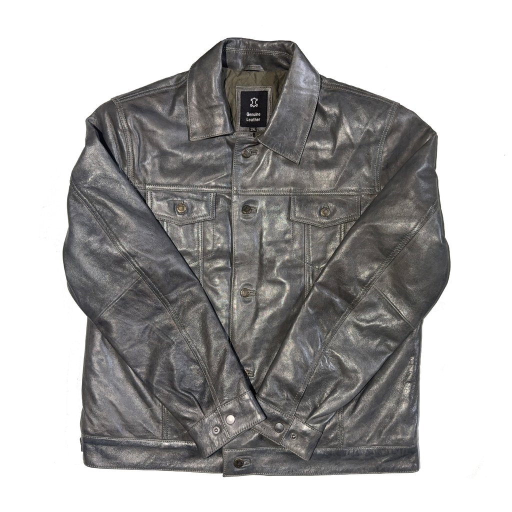 Leather Trucker Jacket with Quilted Lining