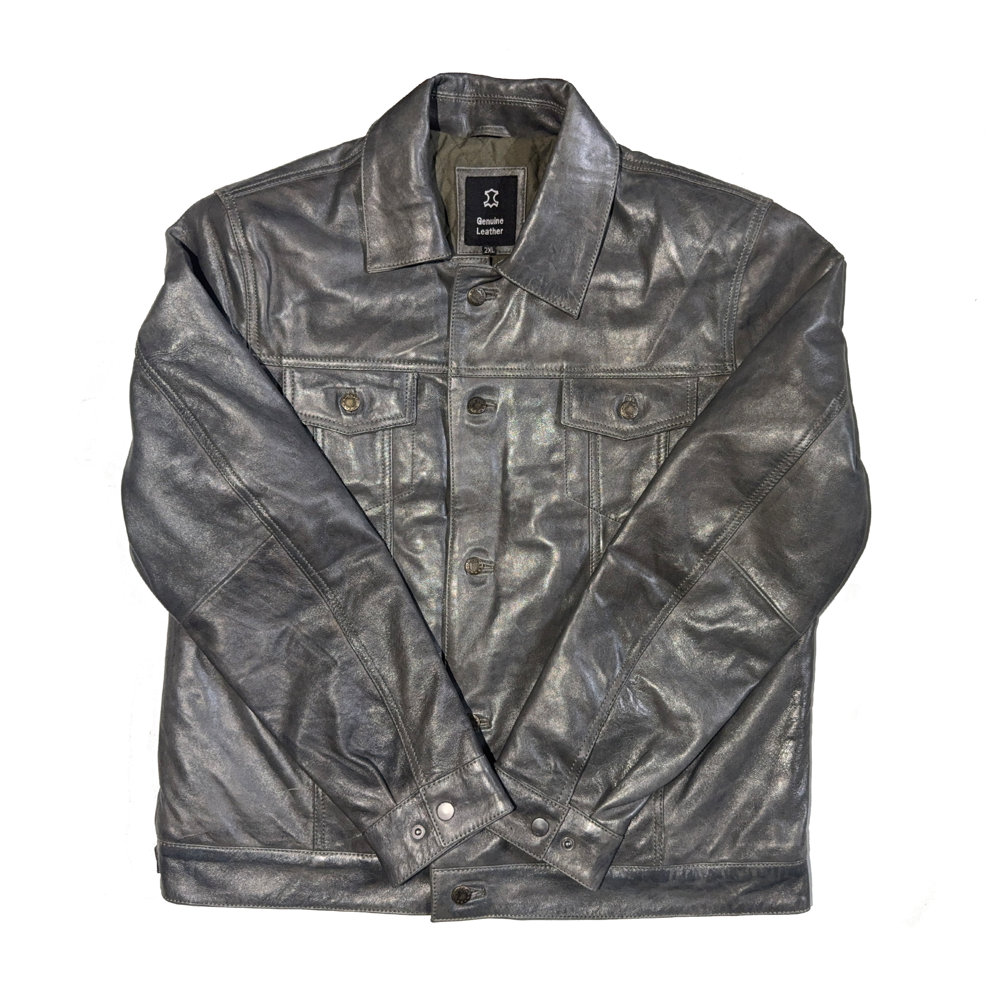 Leather Trucker Jacket with Quilted Lining