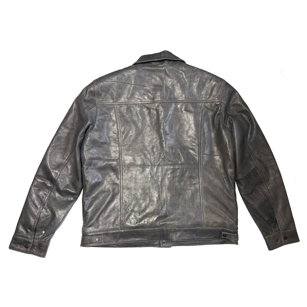 Leather Trucker Jacket with Quilted Lining