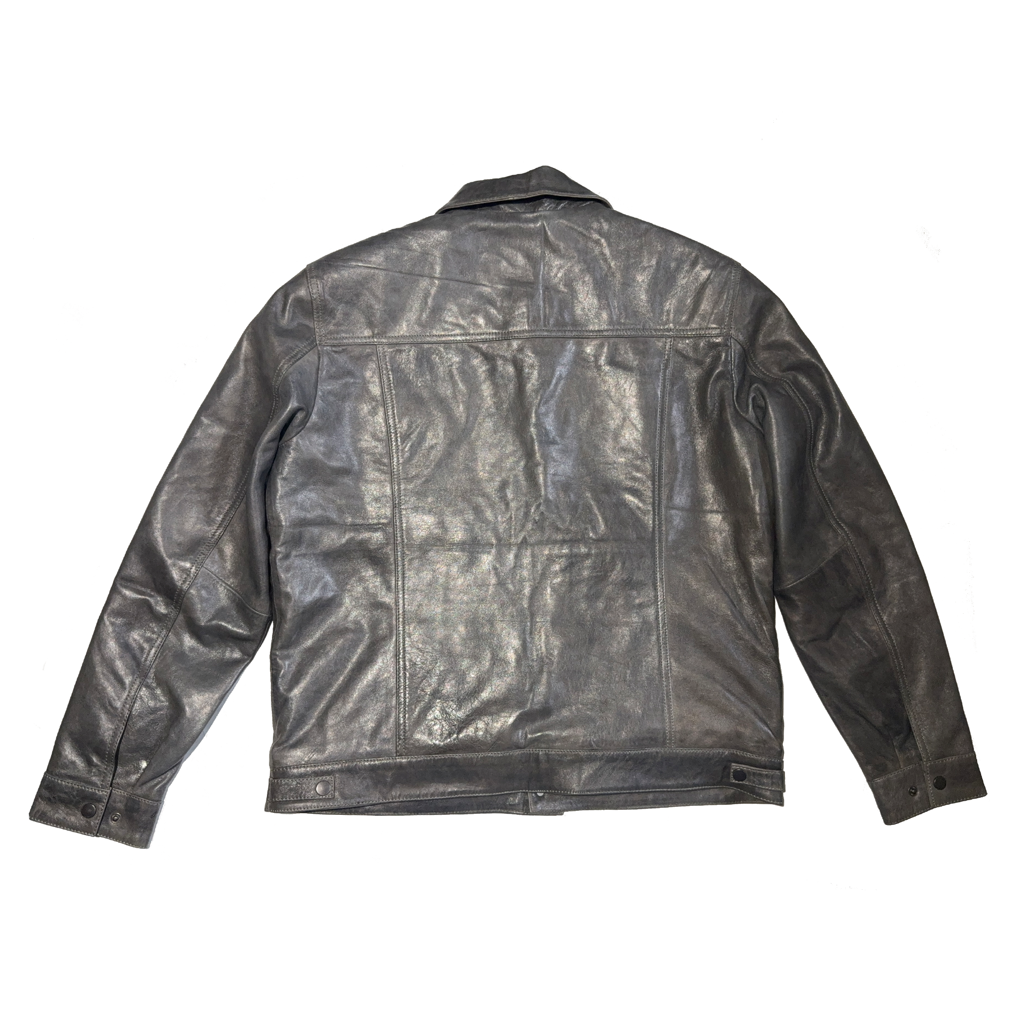 Leather Trucker Jacket with Quilted Lining
